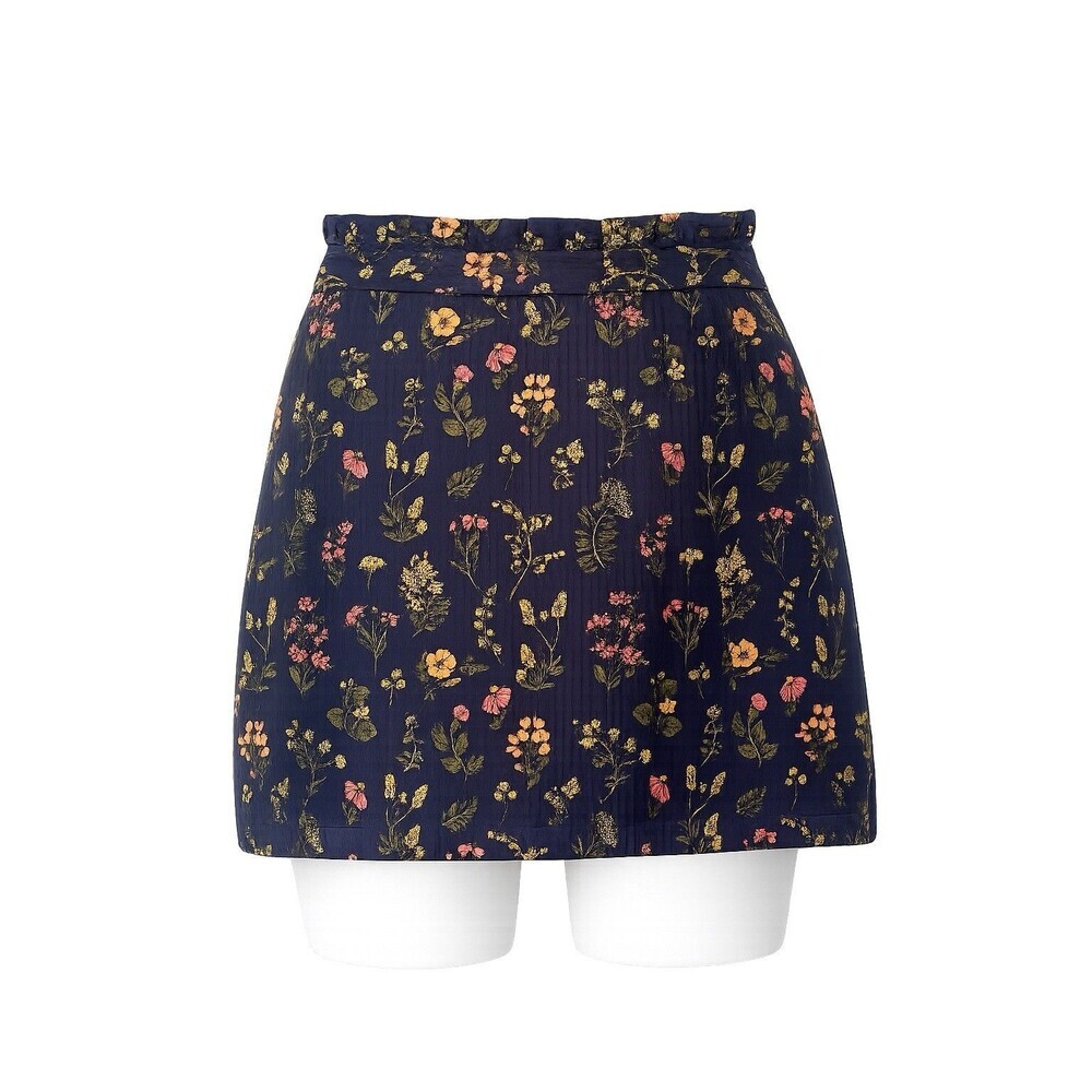 Primark Floral Mini Skirt Women’s US 6 Blue Botanical Zip A-Line Cottagecore